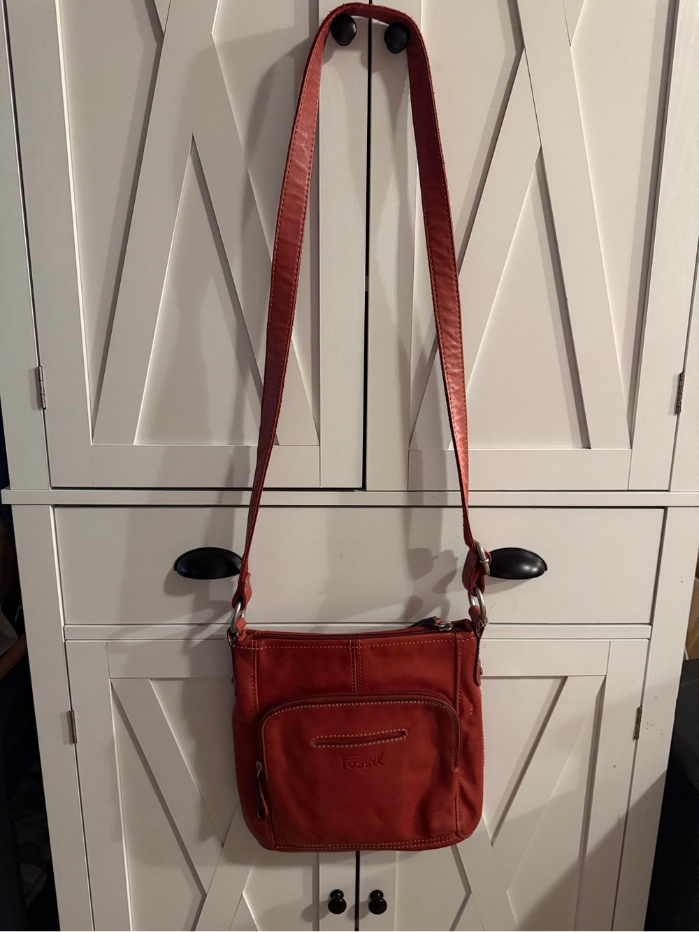 Fossil Rust Red Leather Crossbody Bag